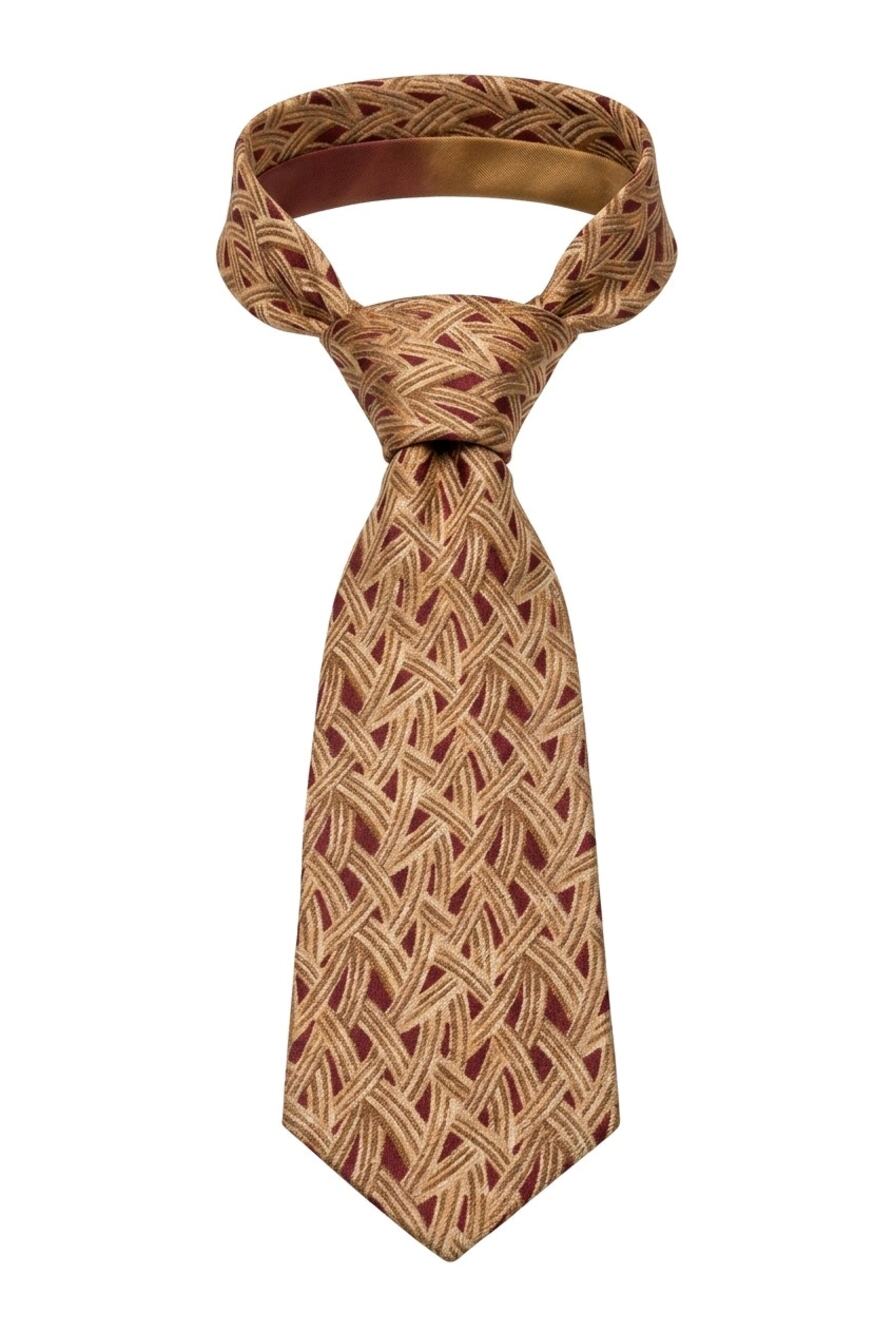 Vintage Calvin Klein Silk Tie Burgundy Gold Basketweave Geometric Made in USA